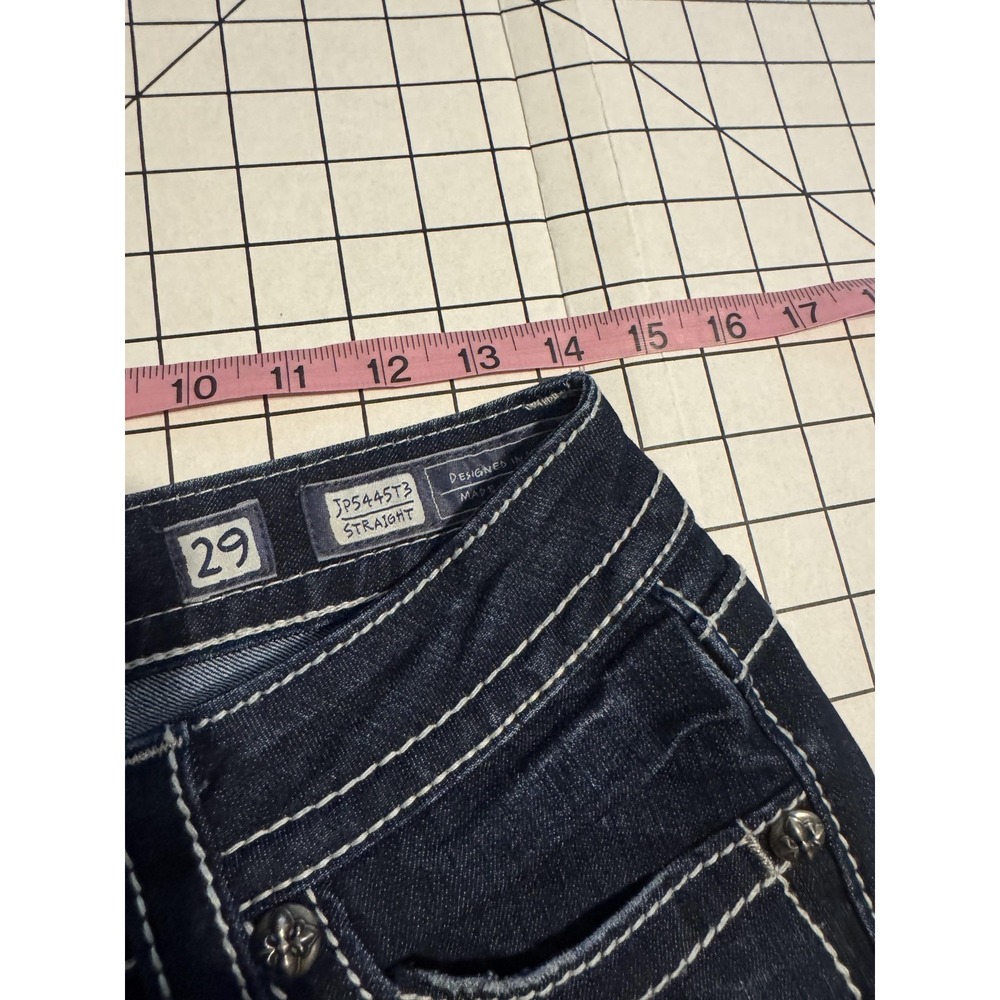 Miss Me Shorts Womens 29 Blue Denim Cuffed Hot Pants Rhinestone JP5445T2 - Picture 7 of 8